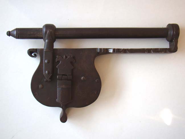 A wonderful 18th century iron gate lock